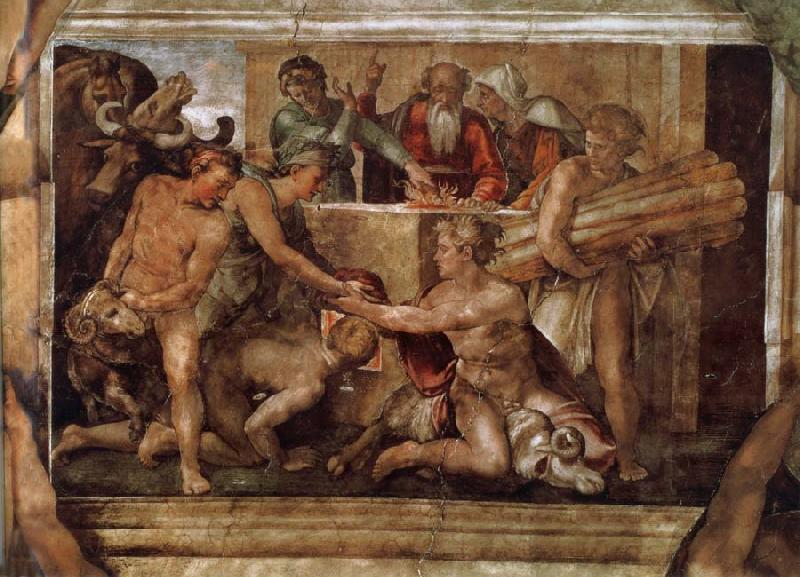 Michelangelo Buonarroti The victim Noachs oil painting image